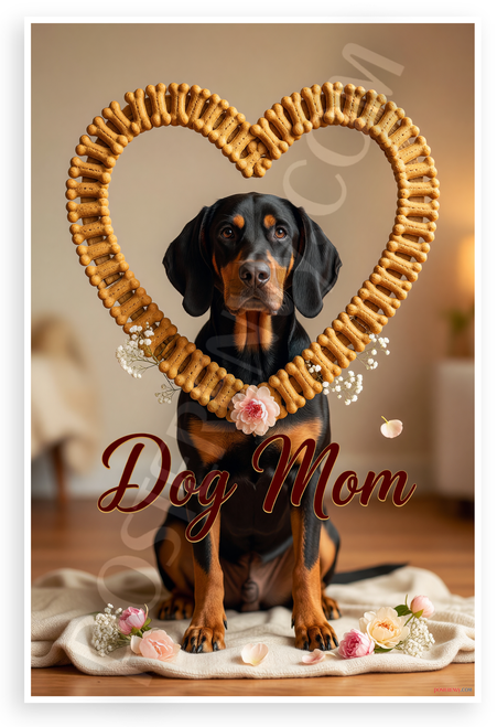 Black and Tan Coonhound Dog Mom Bone Heart Frame 12x18 US Made Poster
