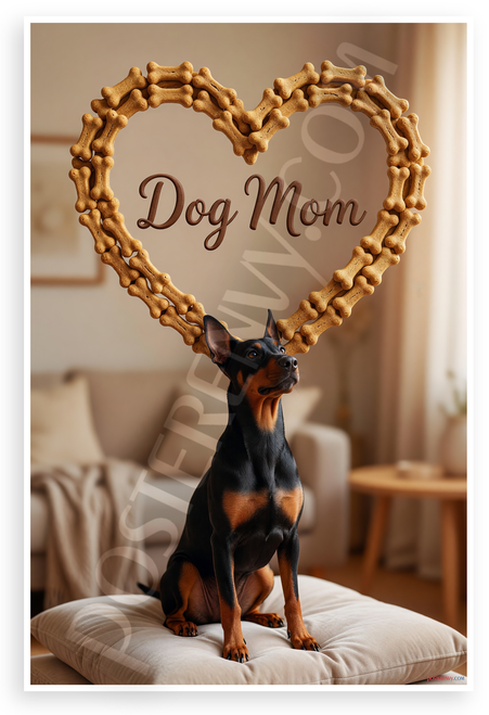 Dog Mom German Pinscher Heart Dog Bone Frame 12x18 US Made Poster