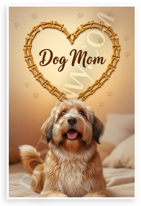 Dog Mom Bearded Collie Bone Heart Motivational 12x18 US Made Poster