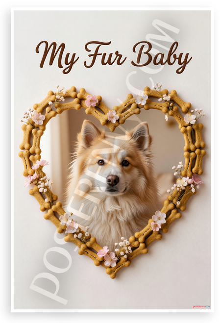 My Fur Baby Icelandic Sheepdog Dog Bone Heart Frame 12x18 US Made Poster