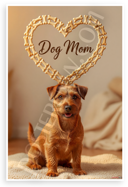 Dog Mom Irish Terrier Dog Bone Heart Wall Art 12x18 US Made Poster