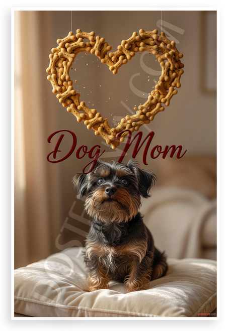 Affenpinscher Dog Dog Mom Bone Treat Heart Wall Art 12x18 US Made Poster