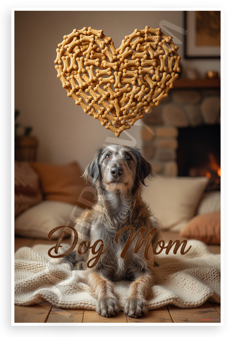 Dog Mom Scottish Deerhound Dog Bone Heart Cozy Living Room 12x18 US Made Poster