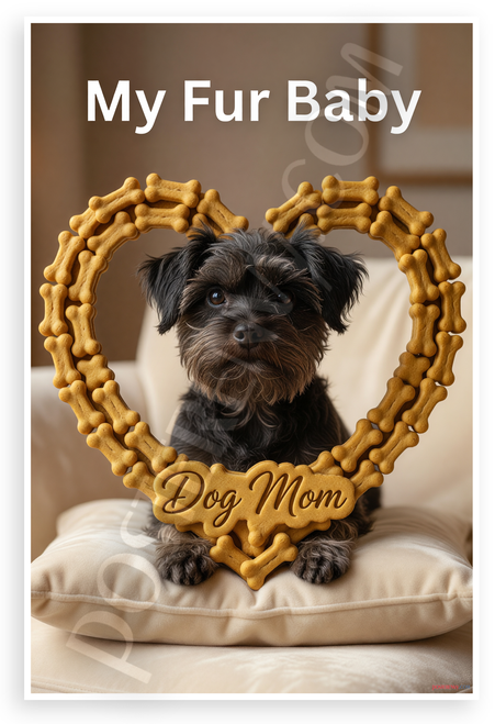 My Fur Baby Dog Mom Affenpinscher Heart Bone Frame 12x18 US Made Poster