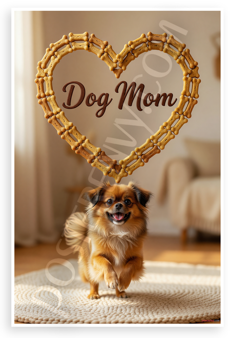 Dog Mom Löwchen Puppy Bone Treat Heart Frame 12x18 US Made Poster