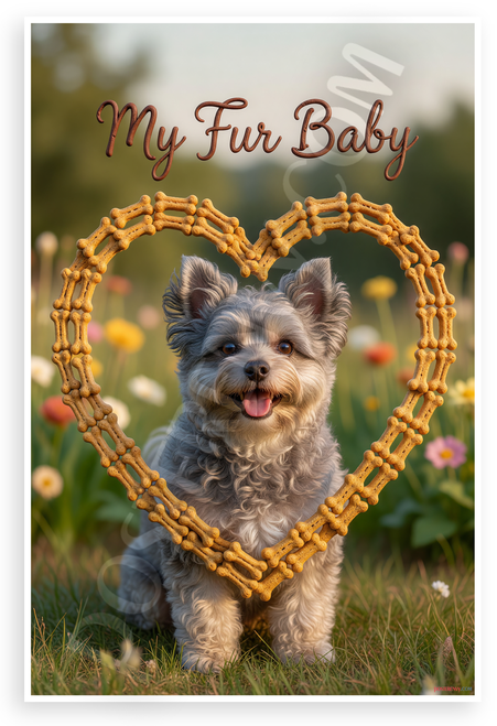 My Fur Baby Pumi Dog Dog Bone Heart Frame Pet Lover 12x18 US Made Poster