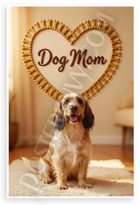 Dog Mom Petit Basset Griffon Vendeen Heart Dog Bone Frame 12x18 US Made Poster