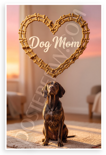 Dog Mom Plott Hound Dog Bone Heart Sunset Glow 12x18 US Made Poster