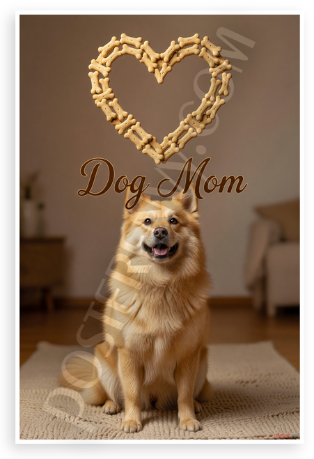 Dog Mom Norwegian Buhund Dog Bone Treat Heart 12x18 US Made Poster