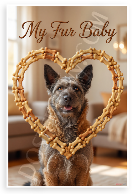 My Fur Baby Berger Picard Dog Bone Heart Frame 12x18 US Made Poster