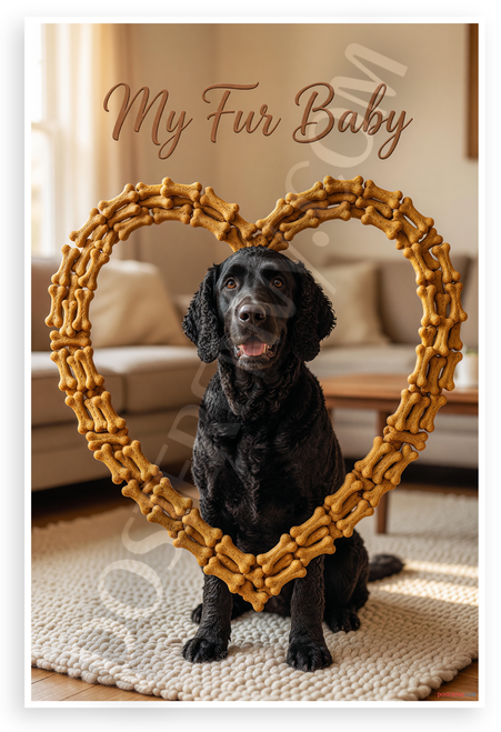 My Fur Baby Curly-Coated Retriever Dog Bone Heart 12x18 US Made Poster