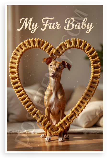 My Fur Baby Pharaoh Hound Dog Bone Heart Frame 12x18 US Made Poster