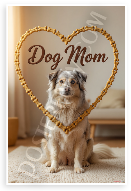 Dog Mom Pyrenean Shepherd Dog Bone Heart Frame 12x18 US Made Poster