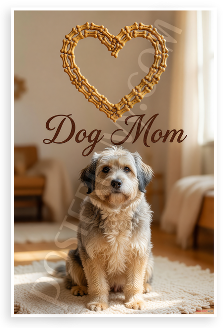 Dog Mom Polish Lowland Sheepdog Dog Bone Heart 12x18 US Made Poster