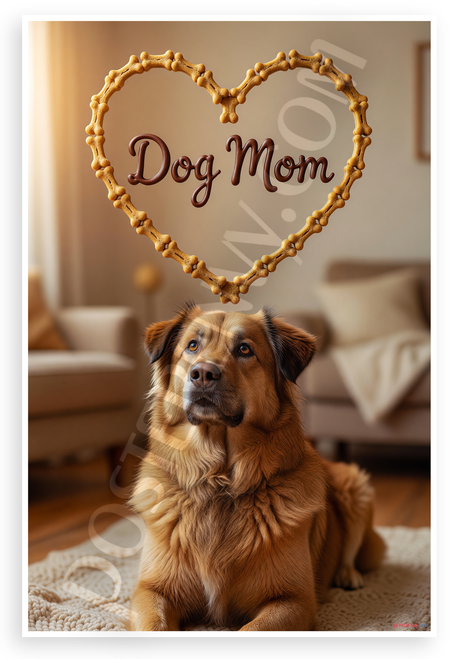 Chinook Dog Dog Mom Bone Heart Frame Cozy Pet Lover 12x18 US Made Poster