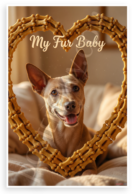 My Fur Baby Cirneco dell'Etna Dog Dog Bone Heart Frame 12x18 US Made Poster