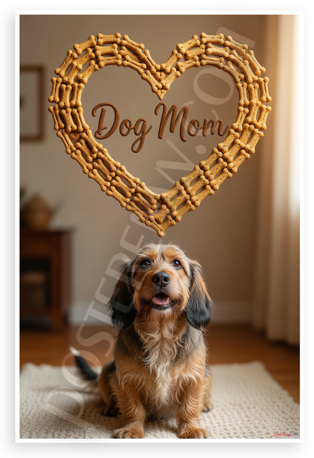 Dog Mom Dachshund Heart Dog Bone Treats 12x18 US Made Poster