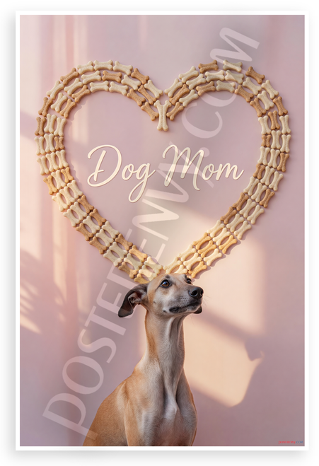 Dog Mom Sloughi Heart Dog Bones Pastel 12x18 US Made Poster