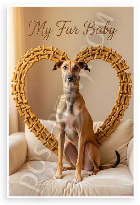 My Fur Baby Azawakh Dog Dog Bone Heart Frame 12x18 US Made Poster