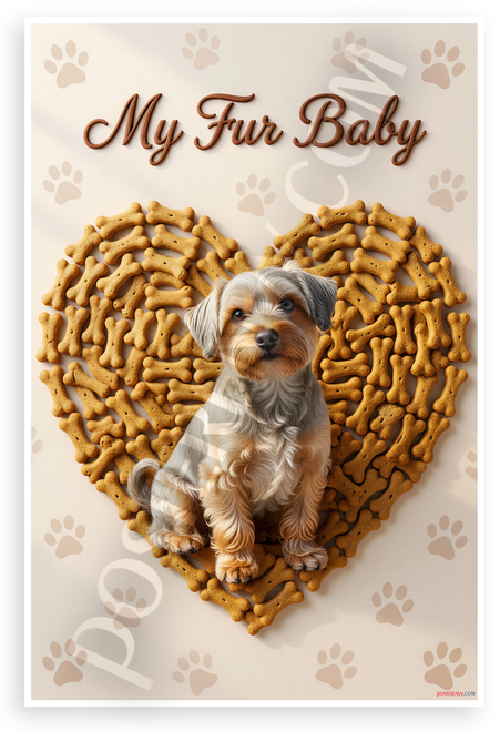 My Fur Baby Cesky Terrier Dog Bone Heart 12x18 US Made Poster