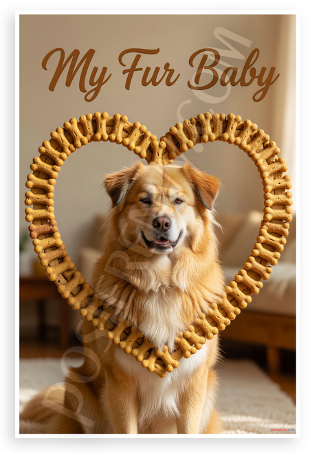 My Fur Baby Chinook Dog in Dog Bone Heart Frame 12x18 US Made Poster