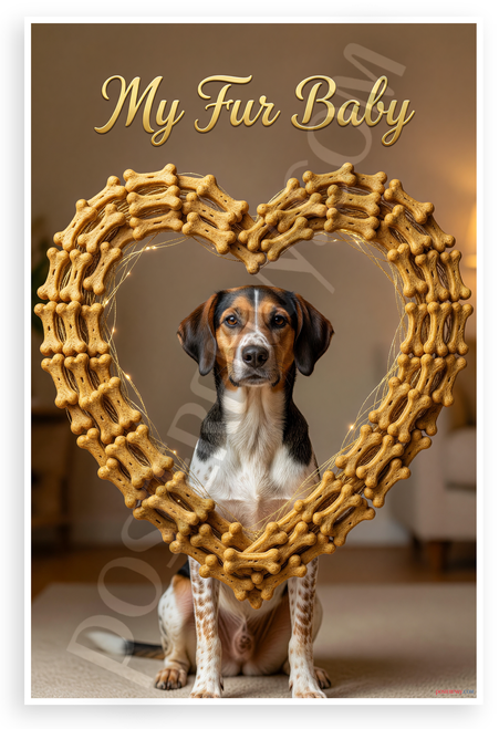 My Fur Baby Harrier Dog Dog Bone Heart Frame 12x18 US Made Poster