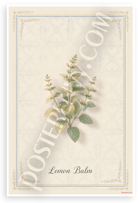 Lemon Balm Botanical Illustration Provençal Herb 12x18 US Made Poster