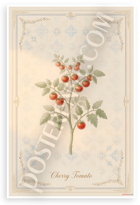 Cherry Tomato Plant Botanical Illustration 12x18 US Made Poster