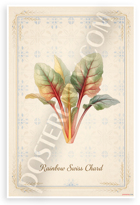 Rainbow Swiss Chard Botanical Illustration 12x18 US Made Poster