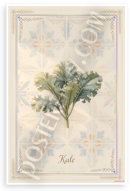 Kale Botanical Illustration Provençal Kitchen 12x18 US Made Poster