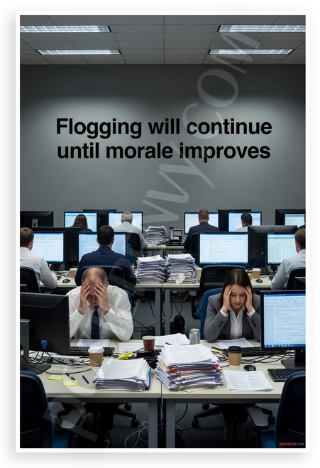 "Flogging Will Continue Until Morale Improves" Funny Office Satire 12x18 US Made Poster