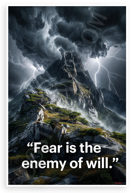 "Fear is the Enemy of Will" Storm Mountain Inspirational 12x18 US Made Poster