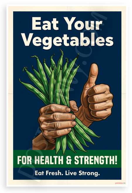 Eat Your Vegetables Green Beans WPA Style 12x18 US Made Poster