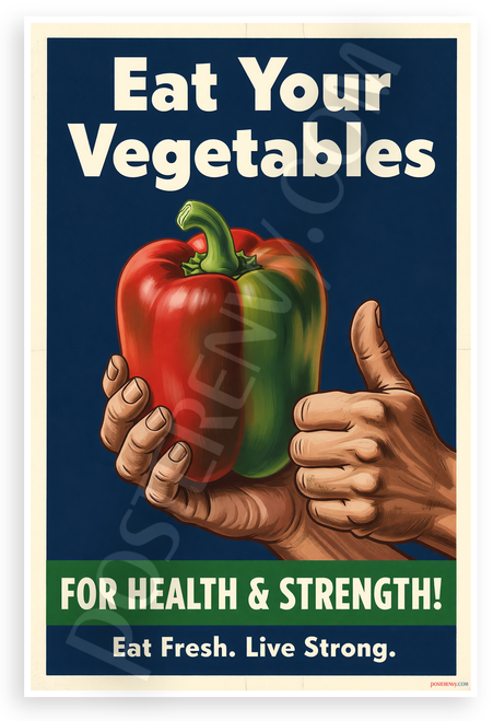 Eat Your Vegetables For Health & Strength Bell Pepper WPA 12x18 US Made Poster