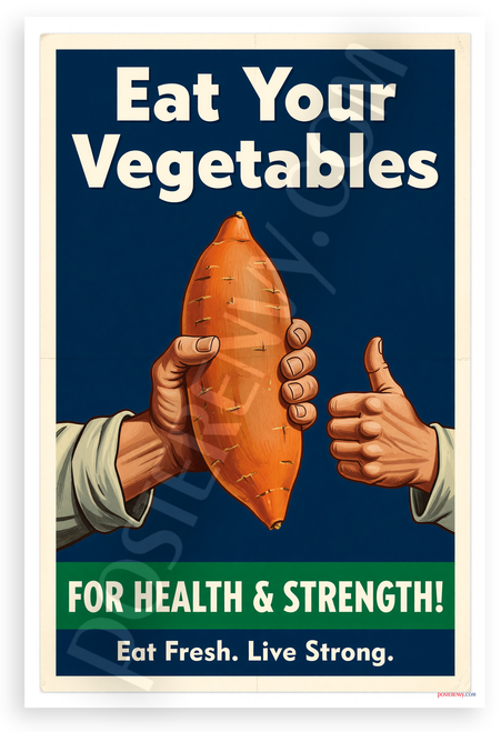 Eat Your Vegetables Sweet Potato WPA Vintage Health 12x18 US Made Poster