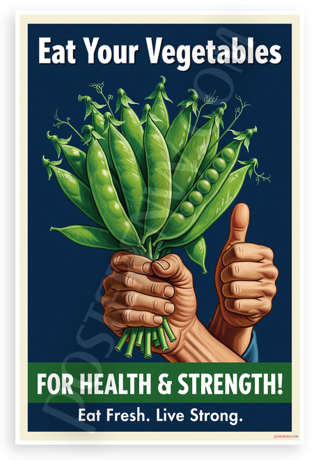 Eat Your Vegetables For Health & Strength Peas Poster 12x18 US Made Poster
