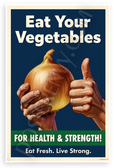 Eat Your Vegetables Onion Thumbs Up WPA Style 12x18 US Made Poster