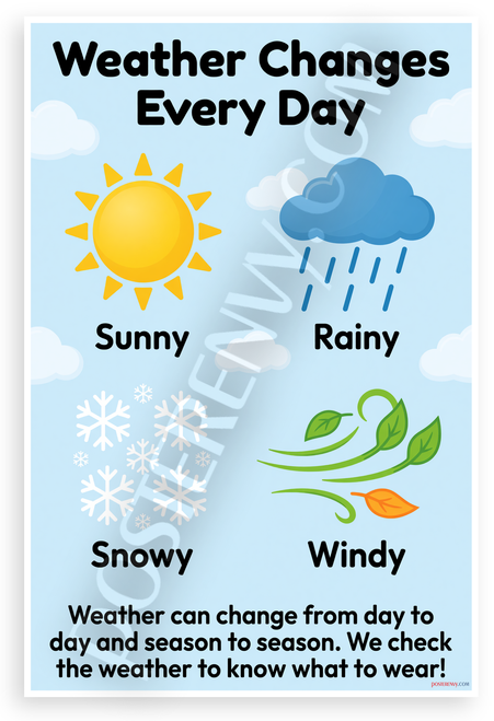 Weather Changes Every Day Educational 12x18 US Made Poster