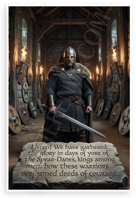 Beowulf 'Listen! We Have Gathered the Glory' Epic Fantasy 12x18 US Made Poster