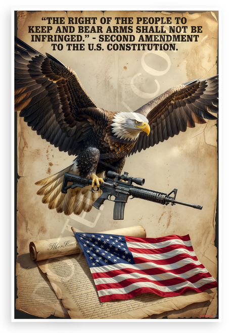Second Amendment 'Right to Keep and Bear Arms Shall Not Be Infringed' Patriotic 12x18 US Made Poster
