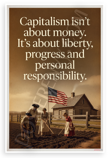 "Capitalism Isn’t About Money. It’s About Liberty, Progress and Personal Responsibility" Patriotic 12x18 US Made Poster