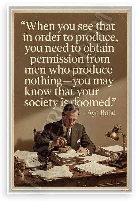 Ayn Rand 'When You See That In Order to Produce' Inspirational 12x18 US Made Poster