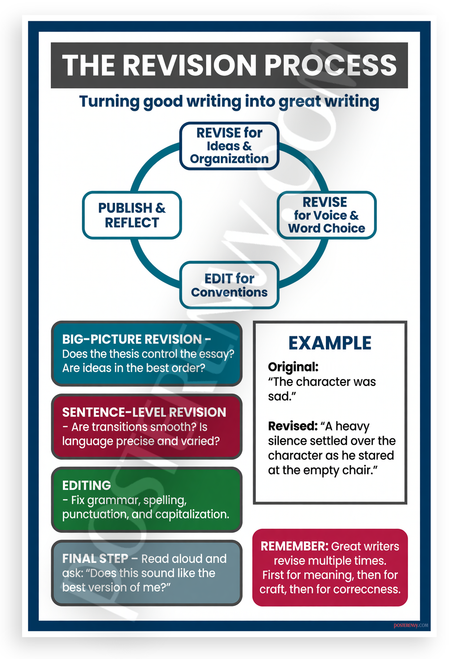 The Revision Process Writing Cycle Educational 12x18 US Made Poster