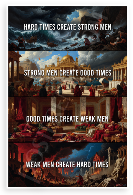 Hard Times Create Strong Men Cycle Inspirational 12x18 US Made Poster