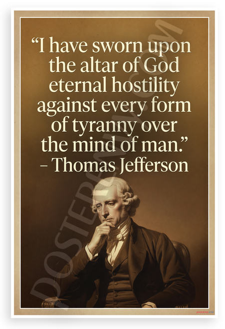 Thomas Jefferson "Eternal Hostility Against Tyranny" Inspirational 12x18 US Made Poster