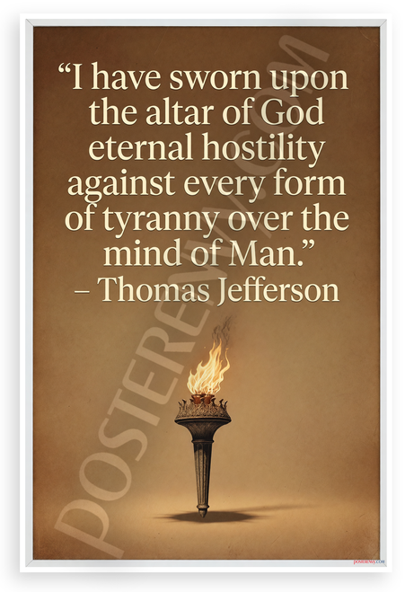 Thomas Jefferson "Eternal Hostility Against Tyranny" Inspirational 12x18 US Made Poster
