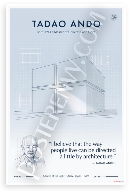 Tadao Ando "I Believe That the Way People Live Can Be Directed a Little by Architecture" Architecture 12x18 US Made Poster