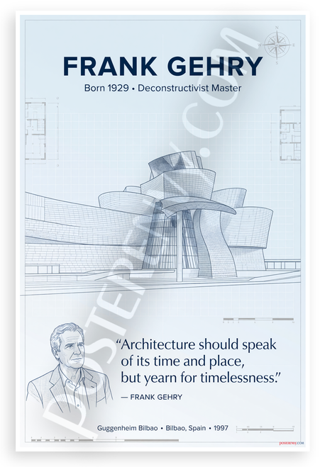 Frank Gehry "Architecture Should Speak of Its Time" Inspirational 12x18 US Made Poster