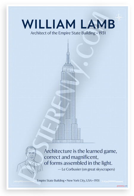 William Lamb 'Architecture Is the Learned Game' Le Corbusier Quote 12x18 US Made Poster