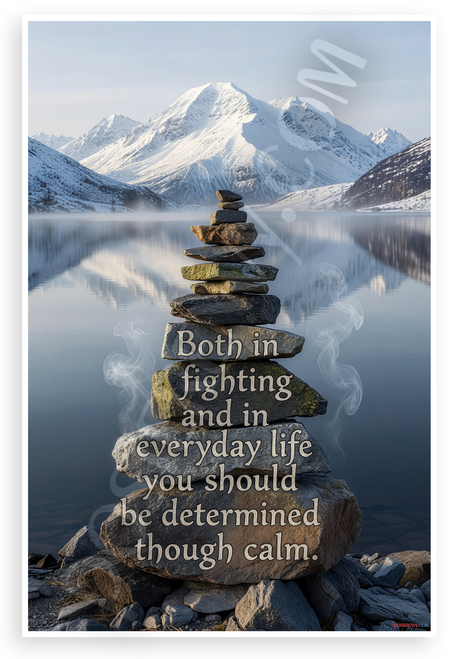 Miyamoto Musashi "Be Determined Though Calm" Inspirational 12x18 US Made Poster
